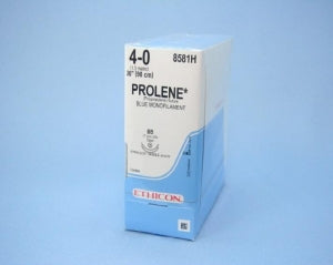 Ethicon Prolene Sutures with Hemo-Seal - PROLENE Polypropylene Monofilament Suture, Blue, Double-Armed, BB Needle, Size 4-0, 36" - 8581H