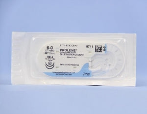 Ethicon Prolene Sutures with Hemo-Seal - PROLENE Polypropylene Monofilament Suture, Blue, Double-Armed, RB-2 Needle, Size 6-0, 30" - 8711H