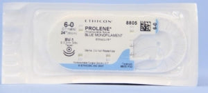 Ethicon Prolene Sutures with Hemo-Seal - PROLENE Polypropylene Monofilament Suture, Blue, Double-Armed, BV-1 Needle, Size 6-0, 24" - 8805H