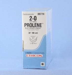 Ethicon Tapercut Prolene Non-Absorbable Sutures - SUTURE, PROLENE, MONO, BLUE, 2/0, 36", V-7 - 8977H