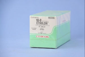 Ethicon Ultima Spatula Ethilon Sutures - Ethilon Monofilament Suture, Black, 12", Size 10/0, CS140-8 Needle - 9033G