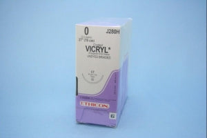 Ethicon Taper Point Vicryl Synthetic Absorbable Sutures - Undyed Coated Vicryl 0 CT 27" Suture - J280H
