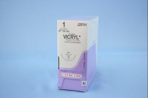 Ethicon Taper Point Vicryl Synthetic Absorbable Sutures - Undyed Coated Vicryl 1 CT 27" Suture - J281H