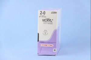 Ethicon Taper Point Vicryl Synthetic Absorbable Sutures - Violet Coated Vicryl 2-0 CT-3 27" Suture - J328H