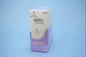 Ethicon Taper Point Vicryl Synthetic Absorbable Sutures - Violet Coated Vicryl 1 MO-4 27" Suture - J437H