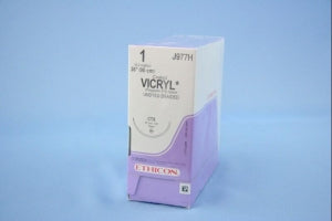 Ethicon Taper Point Vicryl Synthetic Absorbable Sutures - Undyed Coated Vicryl 1 CTX 36" Suture - J977H