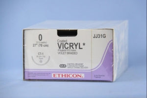 Ethicon Taper Point Vicryl Synthetic Absorbable Sutures - Violet Coated Vicryl 0 CT-1 CR 27" Suture - JJ31G