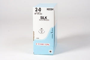 Ethicon Taper Point Perma-Hand Sutures - Perma-Hand Suture, Black, Size 4-0, 30", BB Needle - K881H