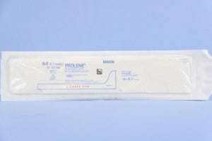Ethicon Prolene Sutures with Hemo-Seal - PROLENE Polypropylene Monofilament Suture, Blue, BV-1 Needle, Double-Armed, Size 6-0, 4"-18" - M8806