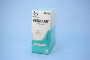 Ethicon Reverse Cutting Mersilene Nonabsorbable Sutures - Mersilene Suture, 18", White, FS-1 Needle, Size 3/0 - R647H