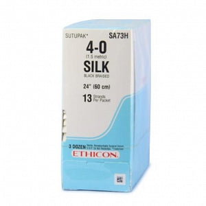 Ethicon Perma-Hand Silk Sutures - Perma-Hand Suture, Black Braided, Size 4-0, 13 x 24" - SA73H