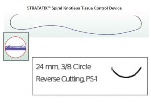 Ethicon Stratafix Spiral Monocryl Plus Synthetic Sutures - Stratafix Monocryl Synthetic Absorbable Suture, Undyed, PS-1, Size 4-0, 12" L - SXMP1B114