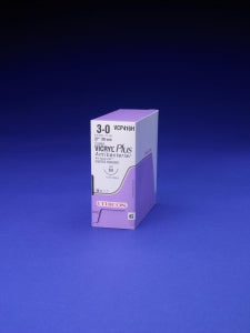 Ethicon Taper Point Vicryl + Antibacterial Suture - Coated Vicryl Plus Antibacterial Control Release Suture, Undyed Braided, CT-1 Needle, Size 1, 8 x 27" - VCPP40D