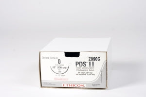 Ethicon Taper Point PDS II Absorbable Sutures - Taper Point PDS II Absorbable Suture, 1/2 Circle, 48 mm, 0, Violet, 1" x 60" Looped 30" CTX - Z990G