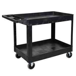 Luxor Furniture Two-Shelf Heavy-Duty Utility Carts - CART 2 SHELF, 24.5"W X45.5"D, POLY, BLK - 129629