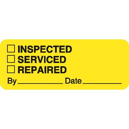 Equipment Service and Inspection Labels Inspected: Non-Patient Areas" Label - Fluorescent Orange - 2.25"W x 0.875"H