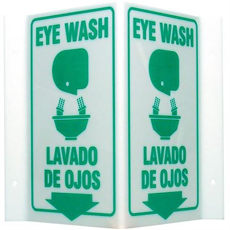 V Sign 9"W x 4"D x 6"H Eye Wash Bilingual