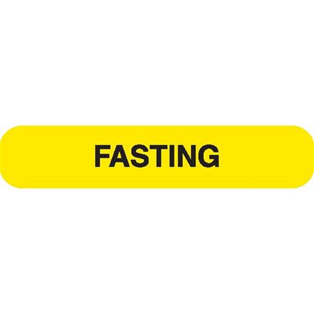 Phlebotomy/Specimen Receiving Labels FASTING" - Yellow with black text - 1.625"W x 0.375"H