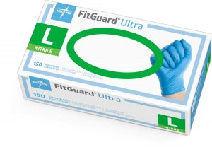 Medline FitGuard Ultra Powder-Free Nitrile Exam Gloves - FitGuard Ultra Fully Textured Powder-Free Nitrile Exam Gloves, Size L - FG2703