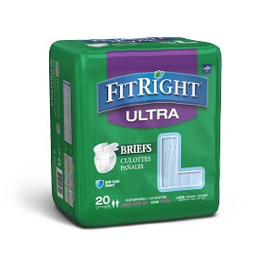 Medline FitRight Ultra Incontinence Briefs - FitRight Ultra Adult Incontinence Briefs, Size L, for Waist Size 48"-58" - FITULTRALG
