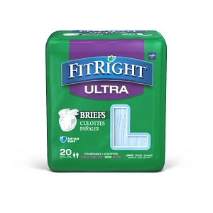 Medline FitRight Ultra Incontinence Briefs - FitRight Ultra Adult Incontinence Briefs, Size L, for Waist Size 48"-58" - FITULTRALG