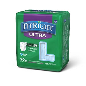 Medline FitRight Ultra Incontinence Briefs - FitRight Ultra Adult Incontinence Briefs, Size L, for Waist Size 48"-58" - FITULTRALG