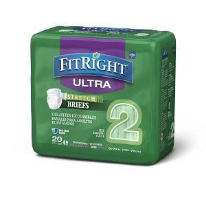 Medline FitRight Stretch Ultra Incontinence Briefs with Center Tab - Stretch Ultra Incontinence Briefs, Large / XL/2XL for 51" - 70" Waist Size - FRSU2