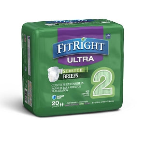 Medline FitRight Stretch Ultra Incontinence Briefs with Center Tab - Stretch Ultra Incontinence Briefs, Large / XL/2XL for 51" - 70" Waist Size - FRSU2