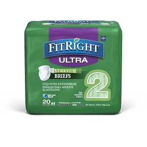Medline FitRight Stretch Ultra Incontinence Briefs with Center Tab - Stretch Ultra Incontinence Briefs, Large / XL/2XL for 51" - 70" Waist Size - FRSU2