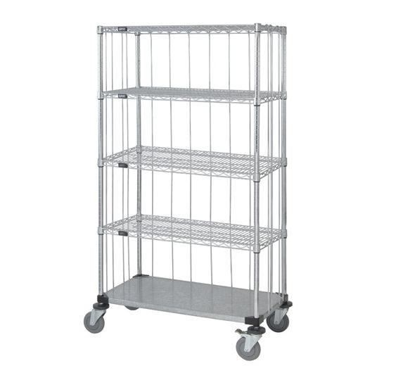 Quantum Storage Systems Three-Sided Enclosure Carts - CART, ENCL, 3WIRE/1SOLID SHELF, 24WX60LX80H - M2460CG47RE-5