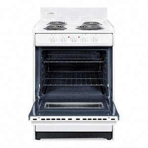 Summit 24" Wide Electric Coil-Top Ranges - Electric Coil-Top Range with Porcelain Top, White Cabinet and Door, Door Window, 24" W x 40" H - WEM610W