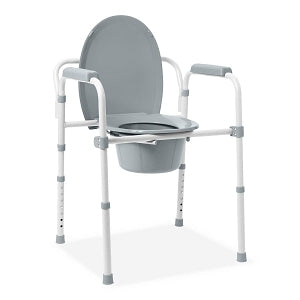 Medline Steel Elongated Bedside Commode - COMMODE, 3-IN-1, STEEL, ELONGATED - G1-200LX1
