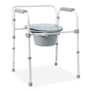 Medline Steel Elongated Bedside Commode - COMMODE, 3-IN-1, STEEL, ELONGATED - G1-200LX1