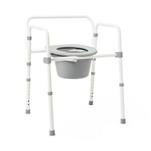 Medline 3-in-1 Folding Commodes - 3-in-1 Folding Steel Commode, 350 lb. Weight Capacity, Economy - G1-202EX4