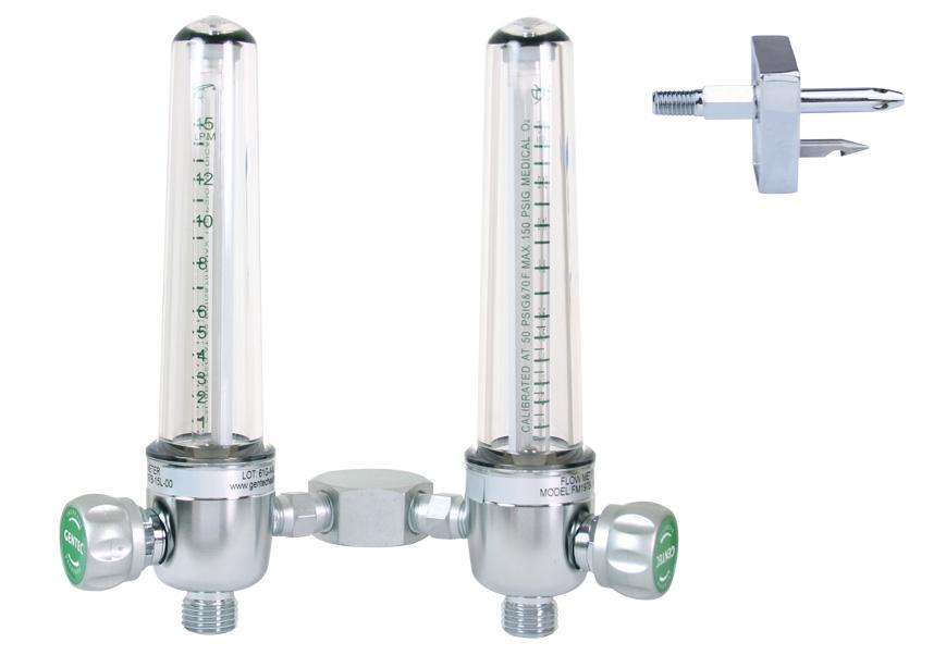 Brass Dual Oxygen Flowmeters