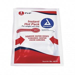 Dynarex Corporation Dynarex White Instant Hot Packs - Instant Hot Pack, White, 5" x 9" - 4516