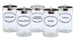 Graham-Field Labeled Sundry Jars - Labeled Set of 5 Sundry Jars with Covers - 3454