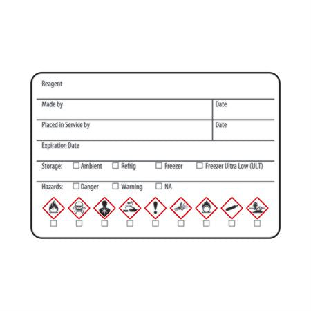 GHS Labels Reagent GHS Label - White - 3"W x 1.13"H
