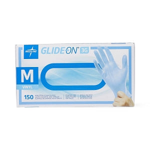 Medline Glide-On 3G Vinyl Exam Gloves - Glide-On 3G Stretch Vinyl Exam Gloves, Powder-Free, Size M - GLIDE712