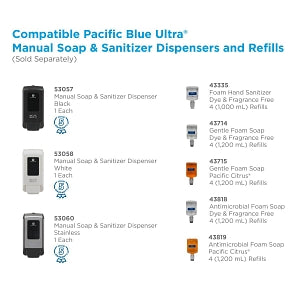 GP PRO Pacific Blue Ultra Wall-Mounted Manual Soap Dispenser - Pacific Blue Ultra Manual Soap Dispenser, White - 53058