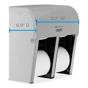 Georgia Pacific Coreless 4-Roll Toilet Paper Dispensers - Compact Quad Stainless Steel Vertical Tissue Dispenser - 56748