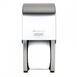 Georgia Pacific Compact Vertical Double Roll Tissue Dispenser - Compact 2-Roll Vertical High-Capacity Toilet Paper Dispenser, Stainless Steel - 56782