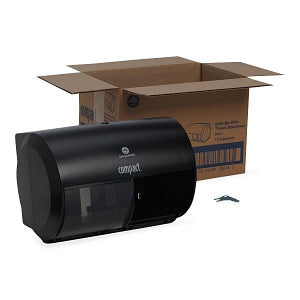 -Side Toilet Tissue Dispensers by GP Compact 2 Roll Side- - Compact Side-by-Side Double-Roll Toilet Tissue Dispenser, Black - 56784A