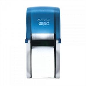 Georgia Pacific Compact Vertical Double Roll Tissue Dispenser - Compact 2-Roll Vertical High-Capacity Toilet Paper Dispenser, Gray / Blue - 56789