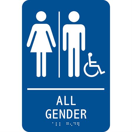 Restroom Sign with ADA and Braille Gender Neutral - 9" x 6