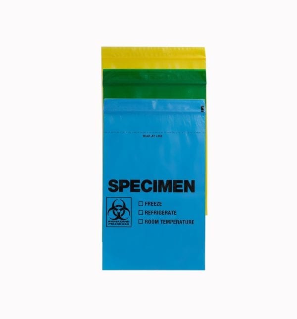 Biohazard Bag, Specimen, Tear Away, Yellow, 6" x 9"	