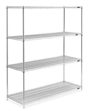 Uline Chrome Wire Shelving Unit - UNIT, SHELVING, WIRE, SS, 60X24X72" - H-4298