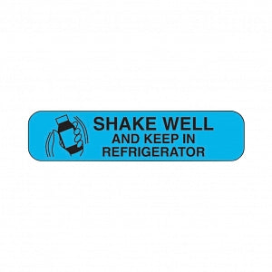 Healthcare Logistic Medication Labels - Medication Labels, Shake Well and Keep in Refrigerator, Blue with Black Print - 2038