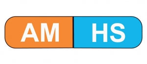 Healthcare Logistic Medication Labels - Medication Labels, AM HS, Orange with White Print, Blue with White Print - 2206