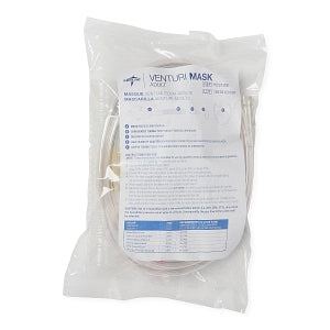 Medline Disposable Oxygen Masks with Standard Connector - Adult Venturi Mask with Nose Clip, Color Diluters, 7' Tubing and Standard Connectors - HCS120E